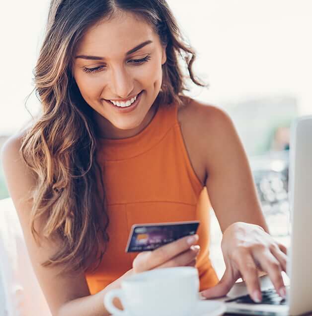 woman paying a bill online