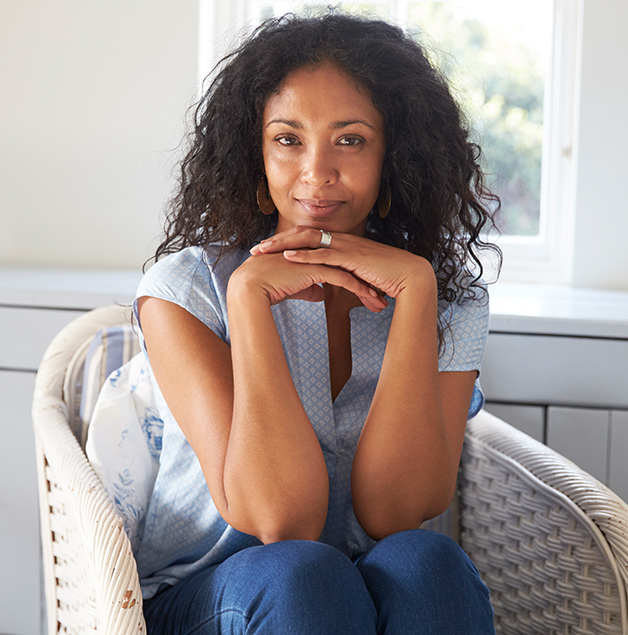 woman slightly smiling