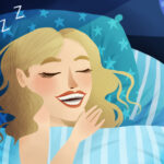 woman using a custom nightguard while sleeping
